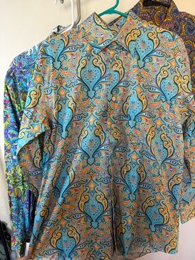 Alan Flusser Style Colorful Statement paisley Shirts bundle (3)